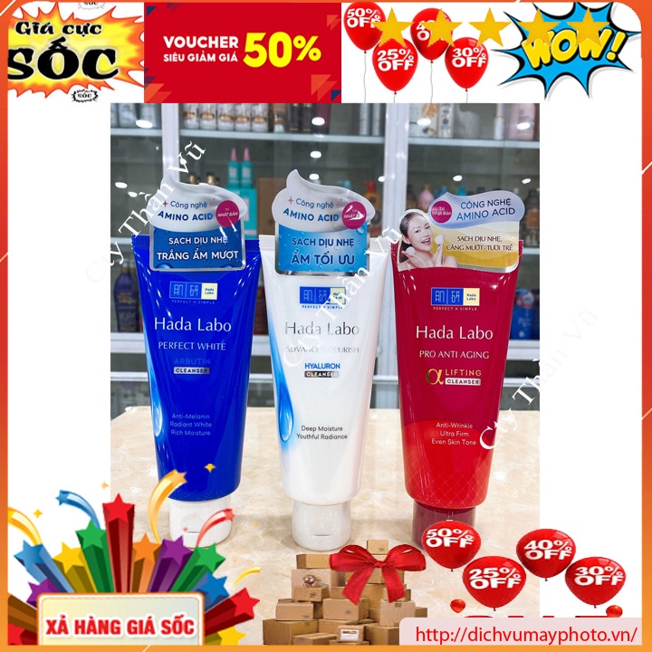 Sữa rửa mặt dưỡng ẩm trắng da ngừa lão hóa dịu nhẹ HADA LABO 80gram  an toàn kholinhkien