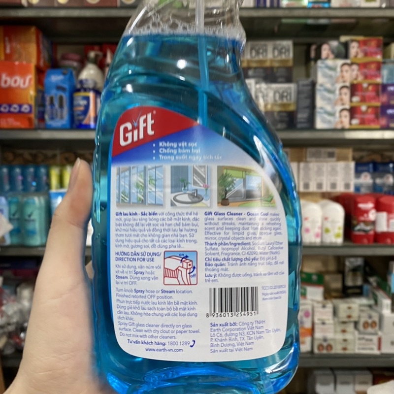 Nước lau kính Gift Sắc biển tươi mát 580ml