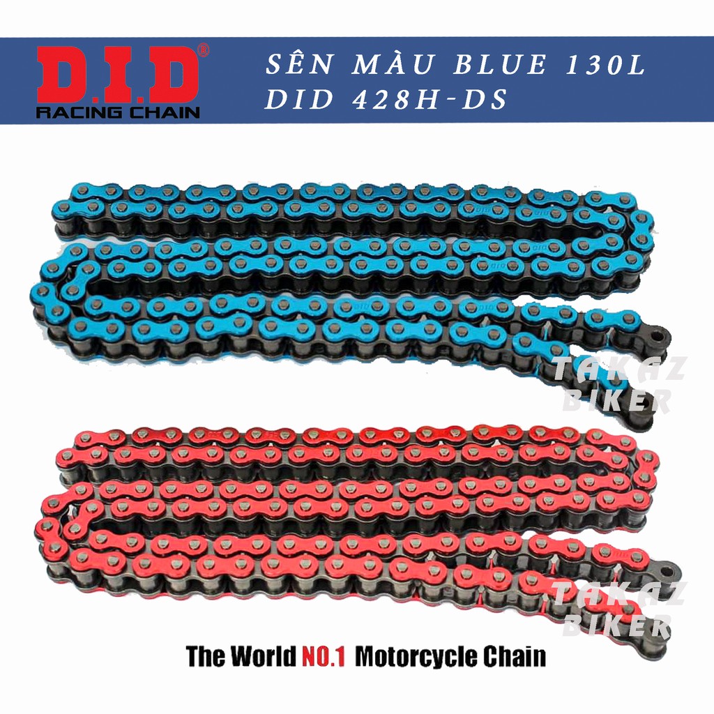 B2  Sên DID 428HDS 122L Exciter, Winner, Raider Metalic Màu Đỏ hoặc Xanh