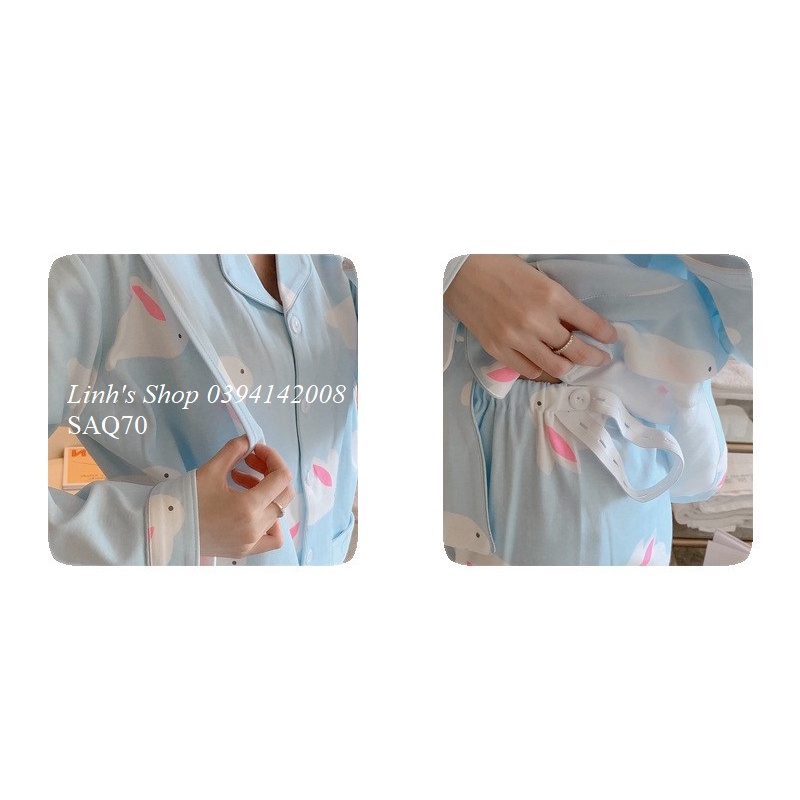 Bộ Bầu Dài Tay Sau Sinh Ở cữ Vạch Cho Bé Bú-SAQ70