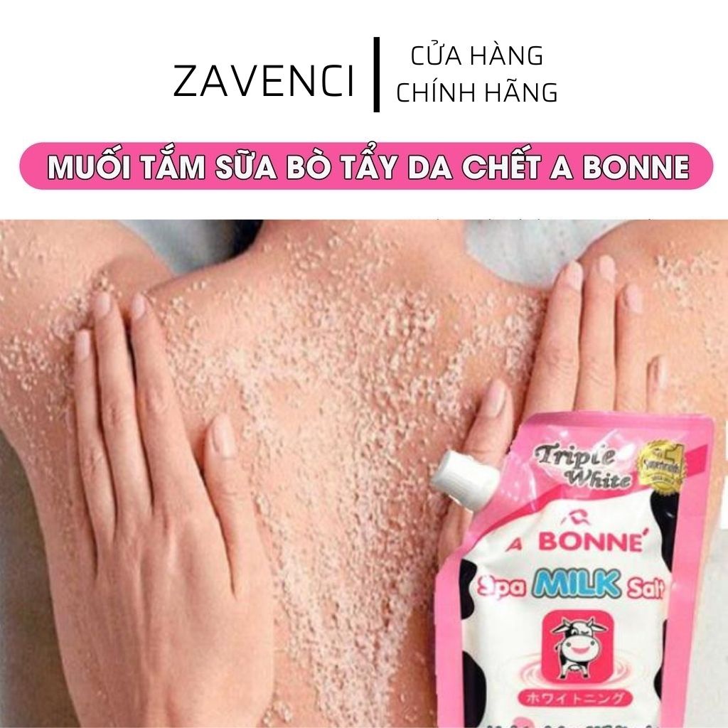 Tẩy tế bào chết body muối tắm  Abone hương sữa tươi, vitamin C, sữa chua, sakura 350g - Zavenci