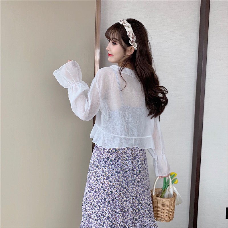 [CÓ SẴN] Áo Khoác Voan Trắng Viền Bèo Ulzzang Trắng mỏng | BigBuy360 - bigbuy360.vn