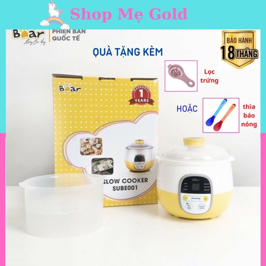 NỒI NẤU CHÁO CHẬM 💥BẢN QUỐC TẾ - 1 ĐỔI 1 💥 0.8L CHÍNH HÃNG BEAR BH 18 THÁNG CHẾ BIẾN ĐỒ ĂN DẶM CHO BÉ