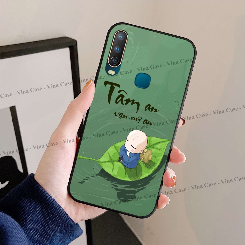 Ốp kính Vivo U10 - Y12 - Y15 - Y17 - Y11 - Y19 - Y15s - Y85 - Y91 in hình hoa sen tâm an chất liệu kính sáng bóng