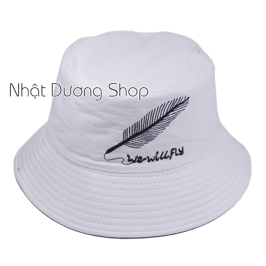 [ Hình thật ] Nón bucket chiếc lá 2 mặt mũ tai bèo vành nhỏ thêu chiếc lá phù hợp cho nam và nữ