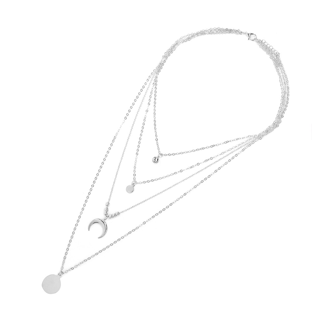 Dây chuyền nhiều lớp phối mặt nhiều kiểu màu vàng đồng/bạc thời trang