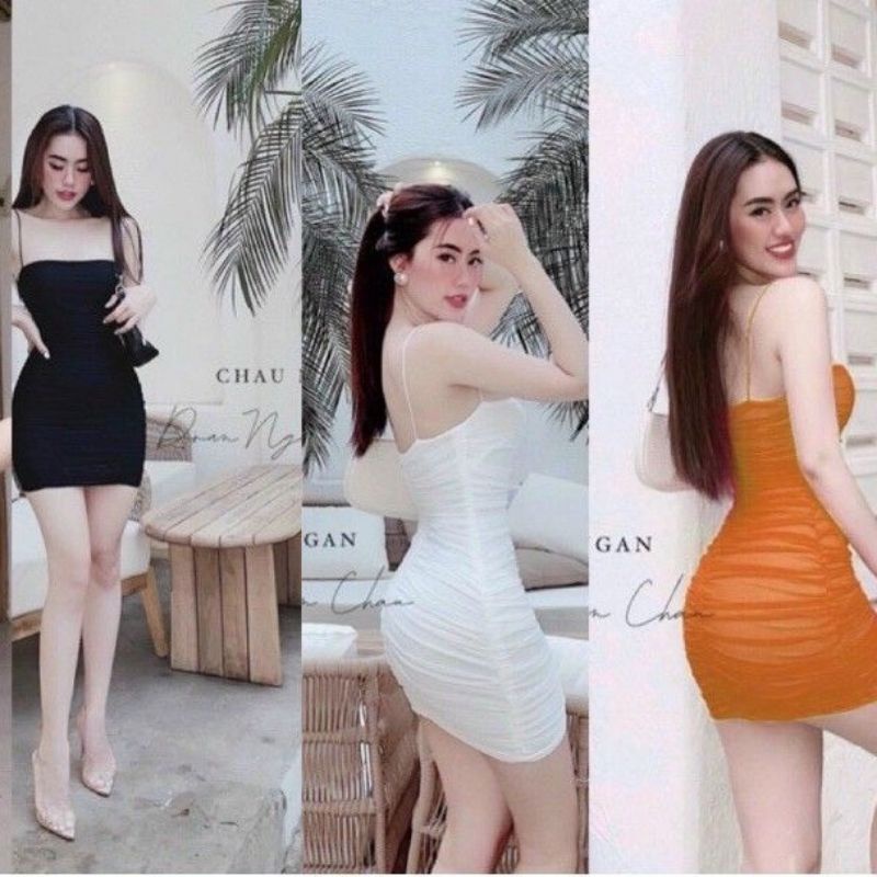 Đầm 2 dây body nhún sườn 2 bên tôn dáng (tv2