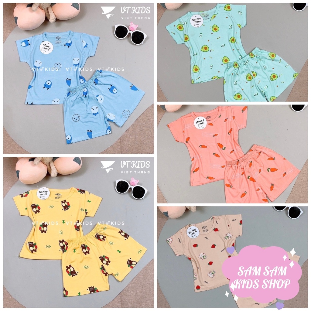 Bộ Cộc Tay Chất Thun Lạnh Cho Bé Trai Bé Gái  Đồ Bộ Cộc Hè Cho Bé Minky Mom Tay Ngắn Mặc Nhà CỘC HOT Thun Lạnh