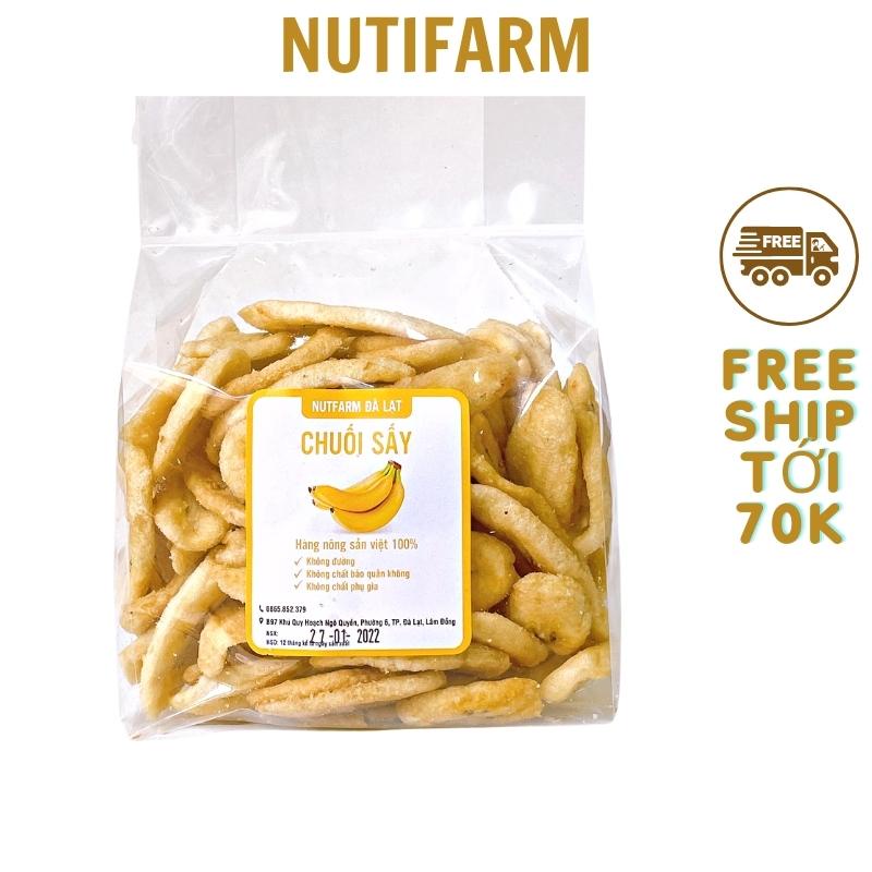 Chuối sấy không đường giòn ngọt tự nhiên 500gr NutiFarm hoa quả sấy đặc sản đà lạt