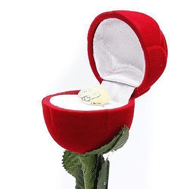 Hộp đựng nhẫn/ dây chuyền/ hoa tai kiểu dáng nhánh hoa hồng 3D lãng mạn cho lễ đính hôn/ đám cưới/ lễ tình nhân