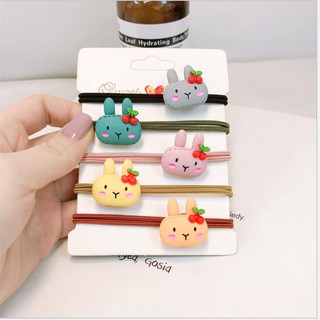 Dây buộc tóc Hình Thỏ Nơ cherry ( 1 sợi)