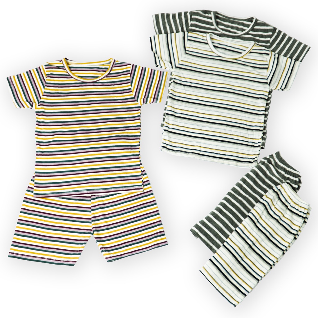Bộ quần áo trẻ em MIMYKID sọc ngang kiểu lửng vải cotton 100% thun dày mịn mát co giãn tốt, set đồ cho bé từ 4-16kg