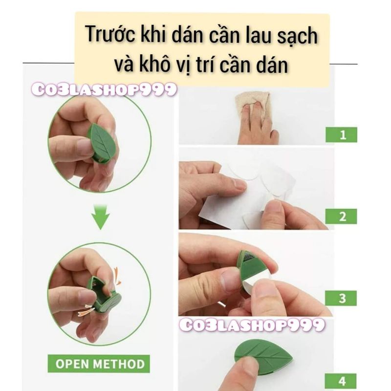 Nút nhựa chiếc lá cố định dây leo tường gạch men/ cửa kính (1 NÚT)