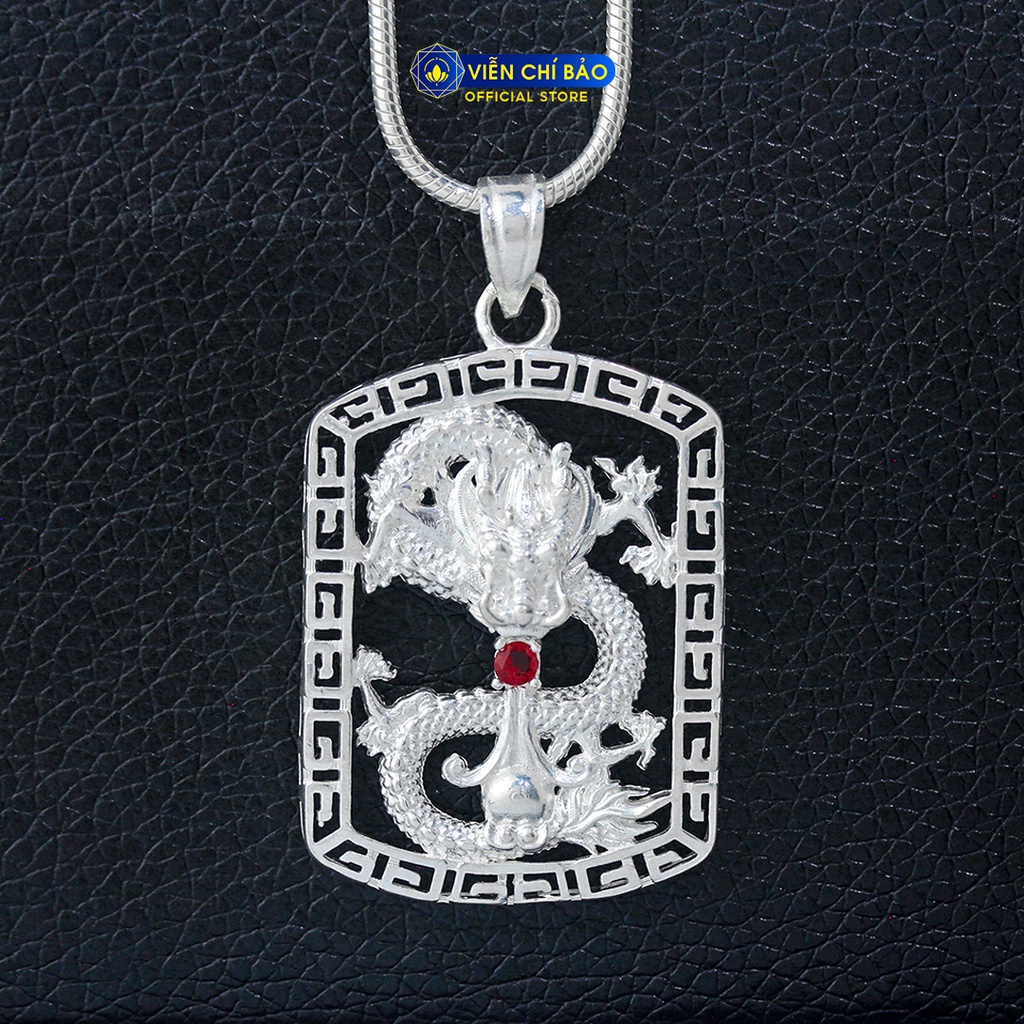 Mặt dây chuyền hình rồng chữ nhật mới chất liệu bạc 925 thời trang phụ kiện trang sức Viễn Chí Bảo M300303