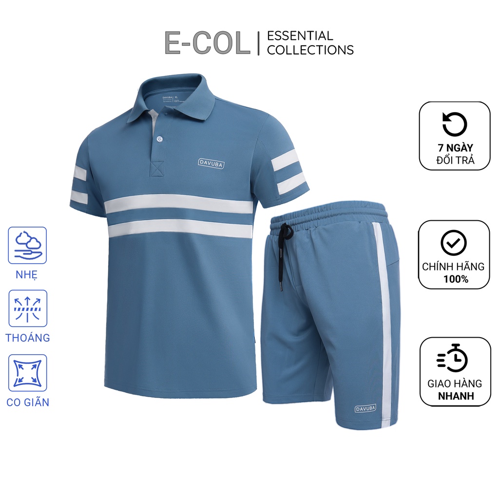 Bộ quần áo nam có cổ ngắn tay phối màu cao cấp vải cá sấu cotton dày dặn thoải mái