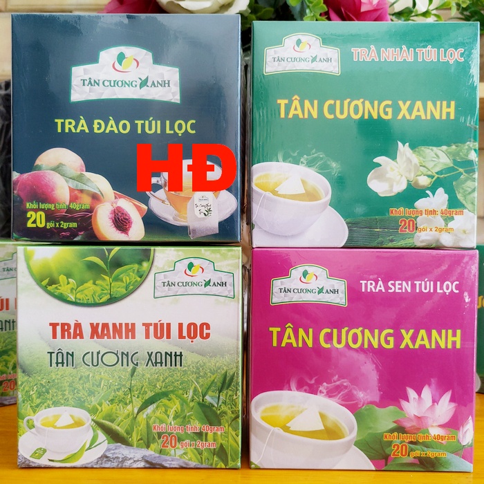 Trà túi lọc Tân Cương Xanh các loại trà đào, trà nhài, trà sen, trà xanh và trà đen (20 gói x 2gram)