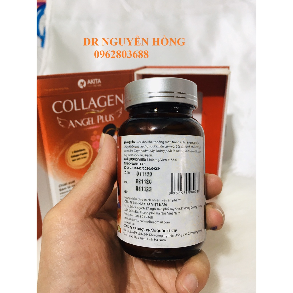 COLLAGEN ANGEL PLUS -Bổ sung collagen, hỗ trợ chống oxy hóa, hạn chế lão hóa da, giảm nám, vết nhăn, làm đẹp da -30 viên