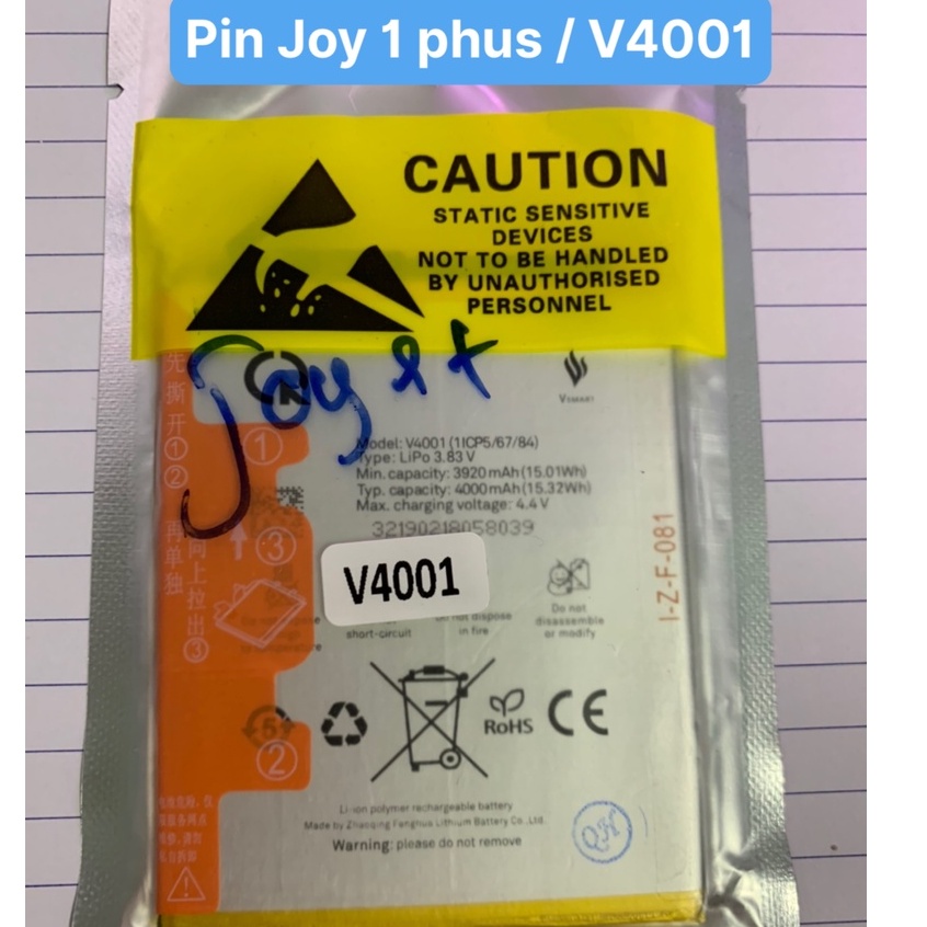 Pin Joy 1 plus / Joy 1+ / V4001 / Vsmart/ zin / 4000mAh. Bảo hành 3 tháng