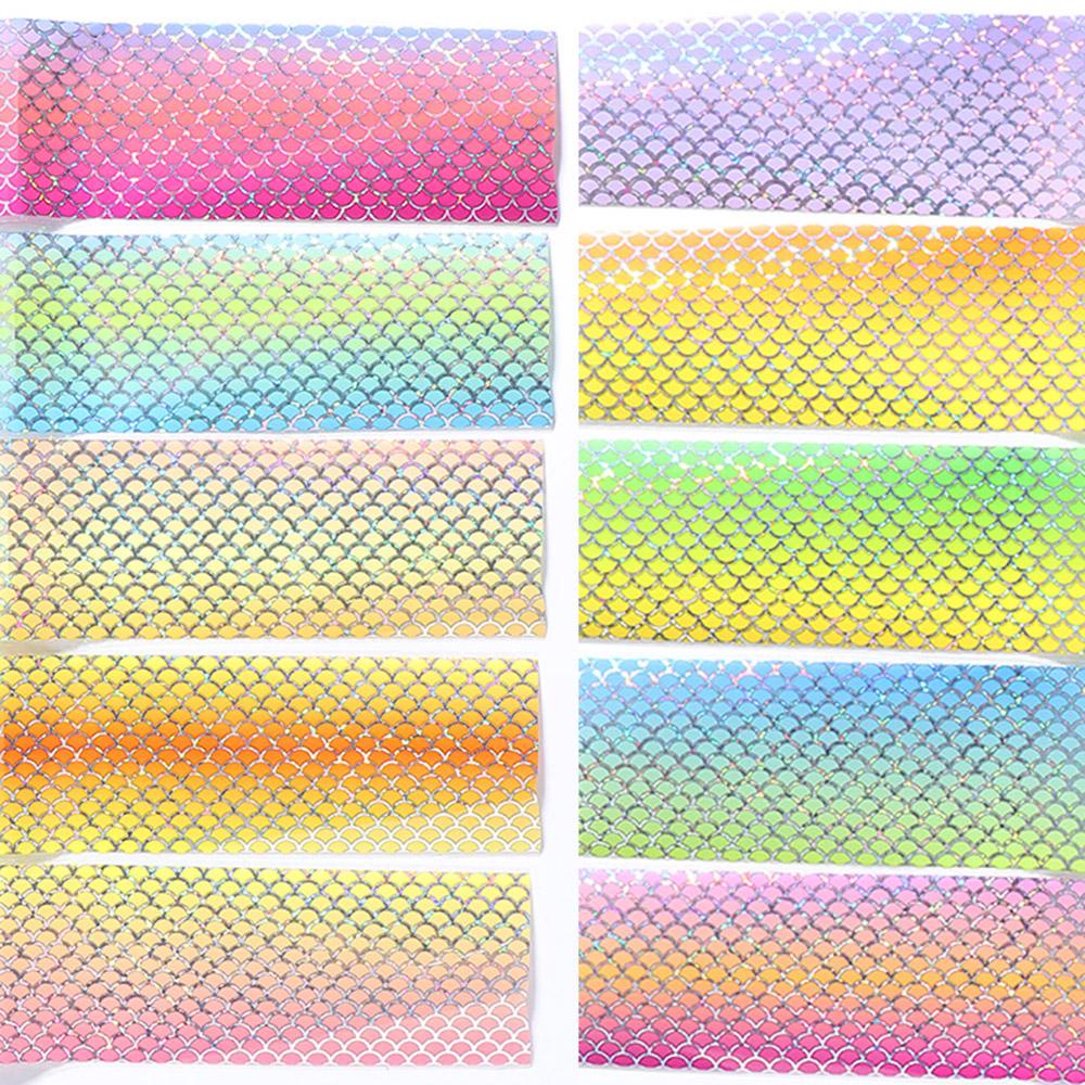 Giấy Foil Dán Móng Nghệ Thuật Chuyển Họa Tiết Vảy Cá Màu Gradient