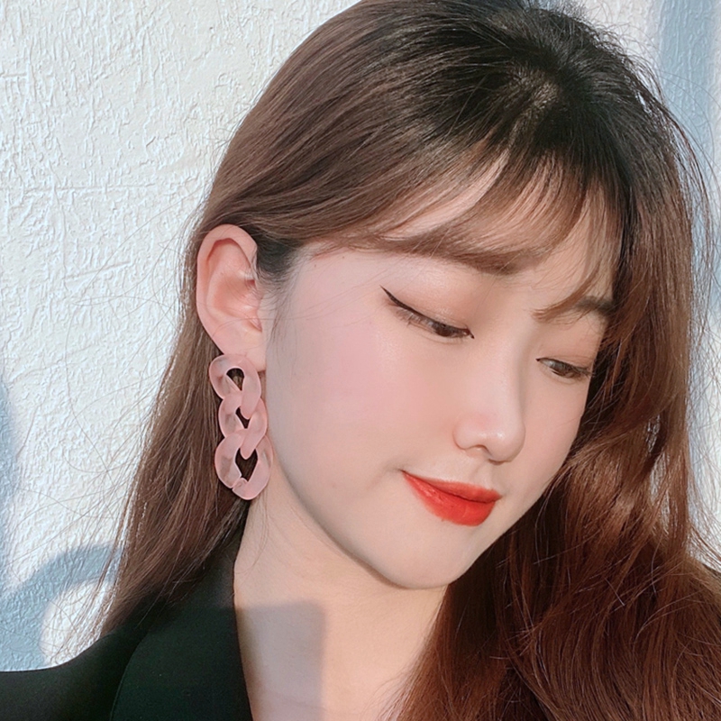 Hoa Tai Dáng Dài Hình Dây Xích Phong Cách Hàn Quốc