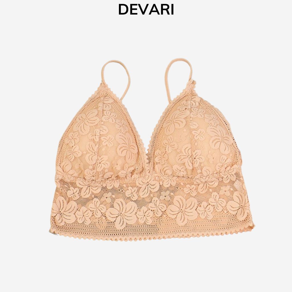 Áo bra nữ ren hoa cao cấp đệm mút mỏng họa tiết đẹp dễ thương và gợi cảm DEVARI B3052