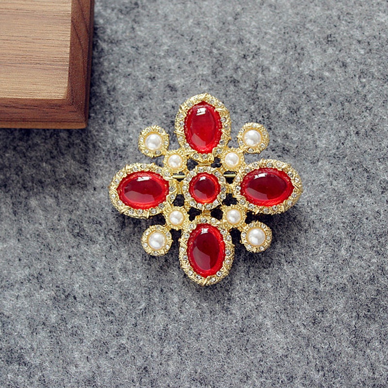 Ghim Cài Áo Hình Vòng Hoa Đính Ngọc Trai Phong Cách Vintage