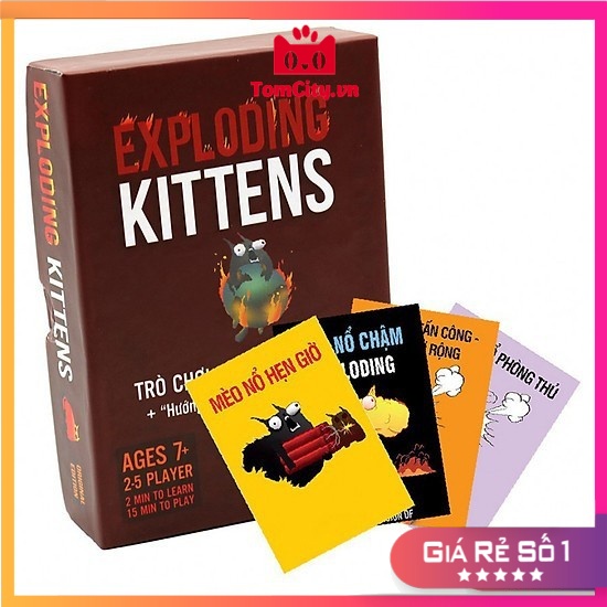 Combo Mèo Nổ Exploding Kittens+4 bản mở rộng+tặng 2 bọc bài