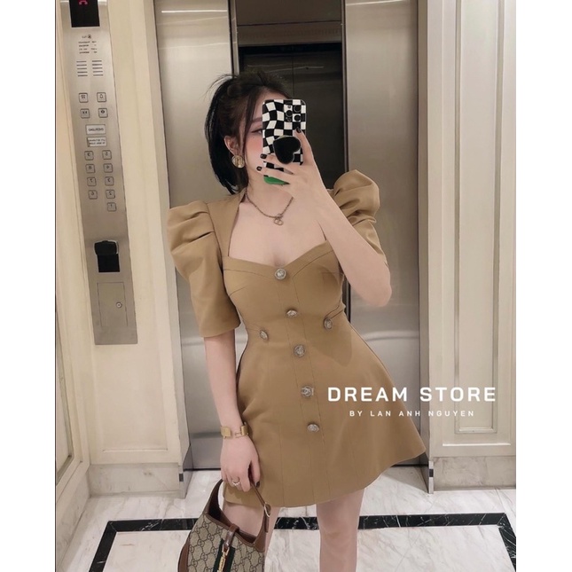 ĐẦM KAKI BIGSIZE CỔ U TAY BỒNG 55-95kg | BigBuy360 - bigbuy360.vn