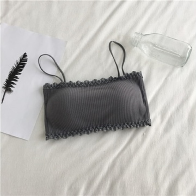ÁO BRA ỐNG 2 DÂY COTTON LEN TĂM ĐỆM LÓT MÚT VỪA THÁO RỜI 3 MÓC CÀI SAU 8832