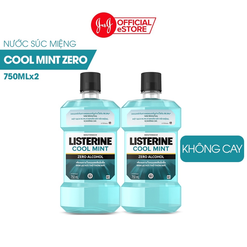Bộ 2 Chai Nước Súc Miệng Listerine Giúp Hơi Thở Thơm Mát Cool Mint Zero 750mlx2 540021939
