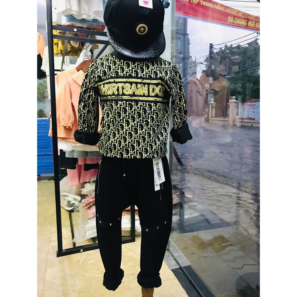 Áo nỉ da cá dài tay Chirtsan dior cho bé trai siêu chất
