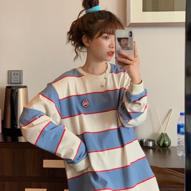 Áo thun sọc tay dài cổ tròn hợp thời trang cho nữ | BigBuy360 - bigbuy360.vn