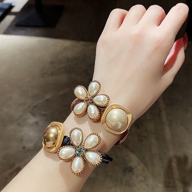 Dây Buộc Tóc Đính Hoa Ngọc Trai Nhân Tạo Thời Trang Hàn Quốc