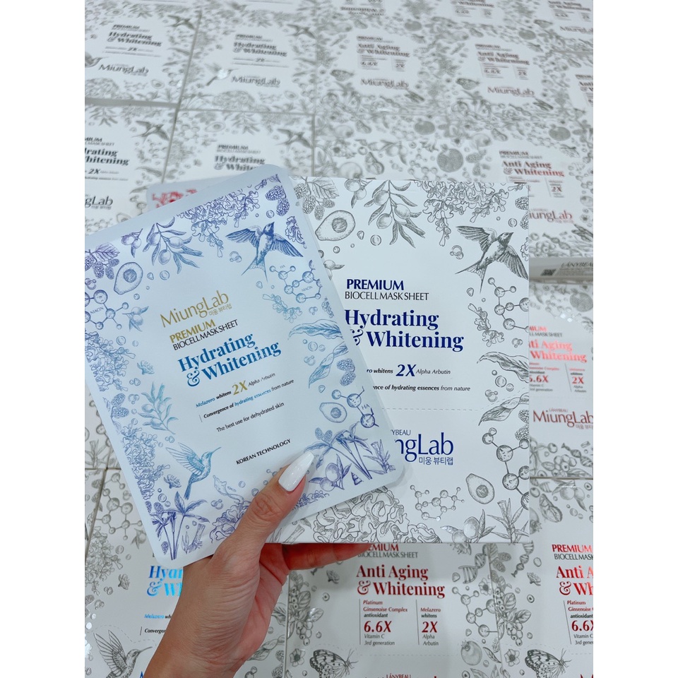 Mặt Nạ Dưỡng Trắng Da LÁNYBEAU MiungLab Mặt Nạ Cấp Ẩm Chống Lão Hóa Hộp 8 Miếng