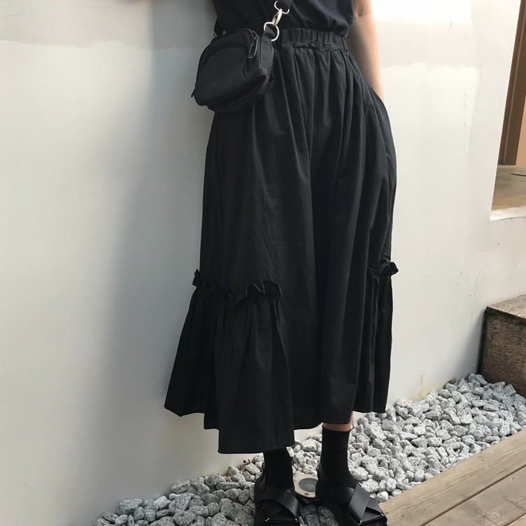 Chân Váy Lưng Cao Nhún Bèo Phong Cách Retro Hàn Quốc | BigBuy360 - bigbuy360.vn