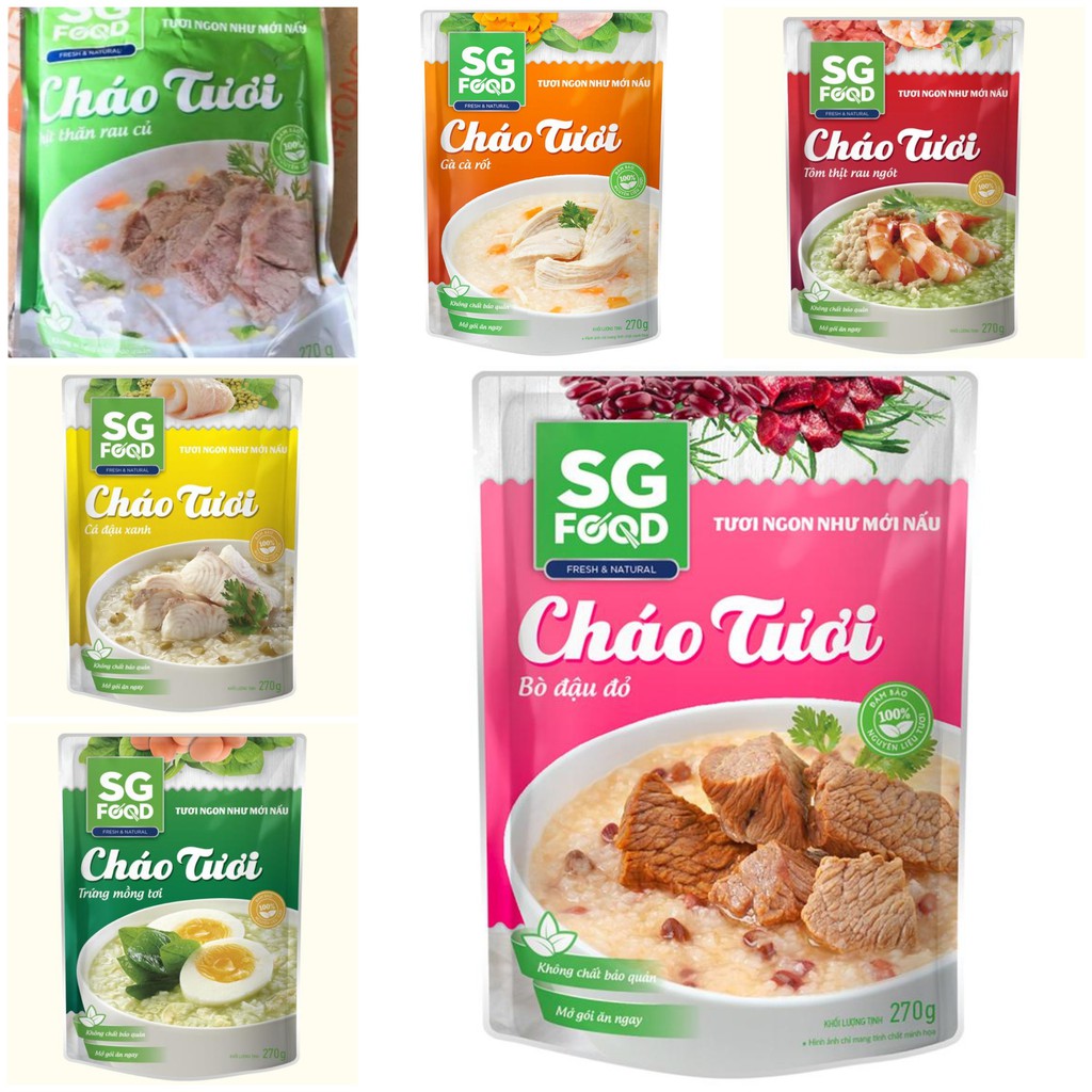 Cháo tươi SG Food gói 240g _ 6 vị tự chọn