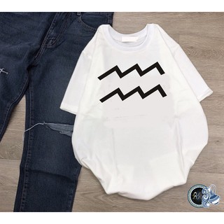 Áo thun Cotton Unisex - Cung Hoàng Đạo - Cung Bảo Bình - Biểu tượng cung bảo bình màu đen