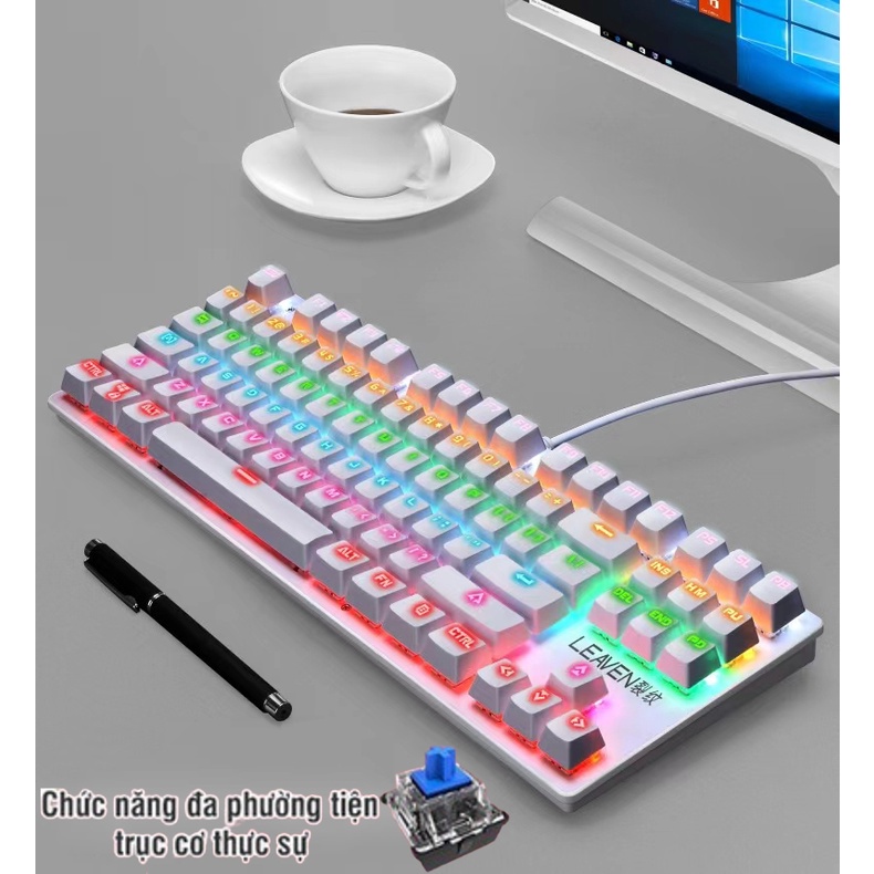 Máy tính văn phòng bàn phím cơ gaming K7 có dây ABS bàn phím phát sáng siêu đẹp