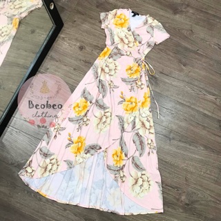 [Ảnh thật] Đầm maxi hoa vạt chéo cực đẹp ulzzang