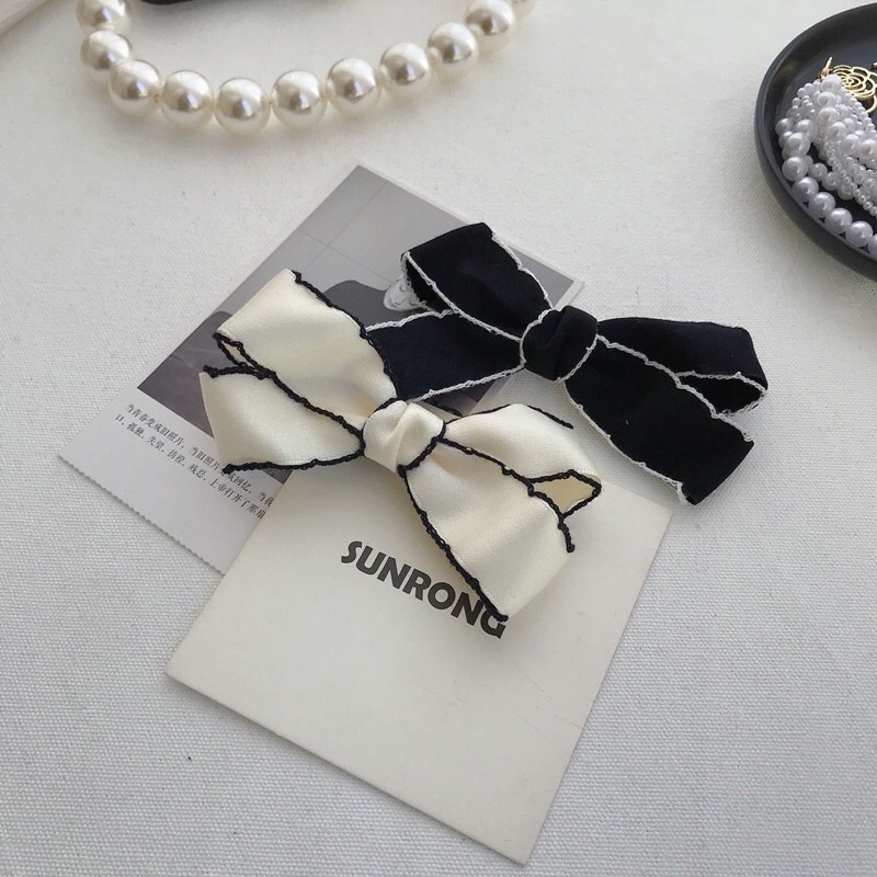 Kẹp tóc mái thương hiệu hai màu đen trắng cho nữ mã QD 203