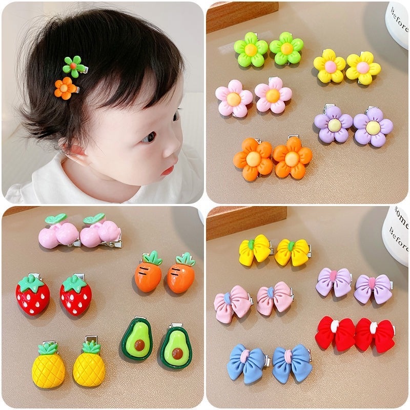 Set 10 Kẹp Tóc Mini Họa Tiết Hoạt Hình Siêu Dễ Thương Phong Cách Hàn Quốc Cho Bé