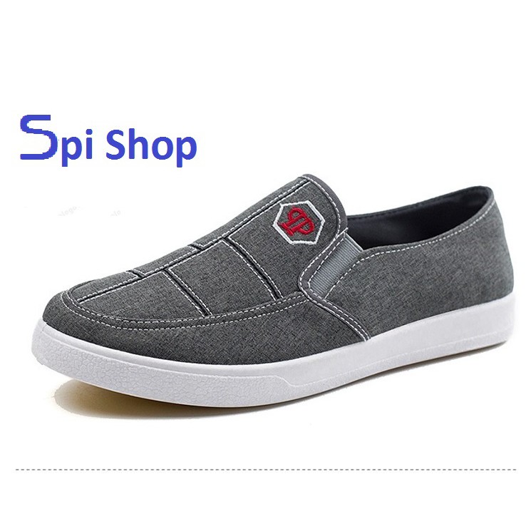 Giày Lười  Nam Màu Ghi s046 Đế bệt