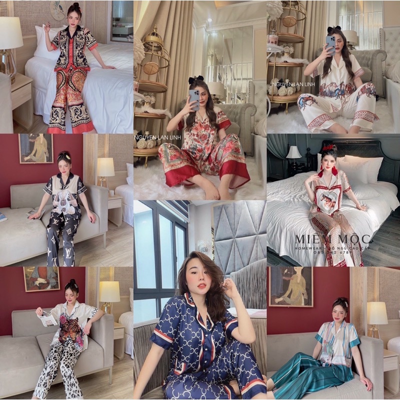 (Nhiều mẫu HOT) Bộ Mặc nhà Tay cộc lụa Latin cao cấp Pijama cộc dài hoạ tiết Hot sang chảnh cao cấp(SIÊU Mát Mịn)