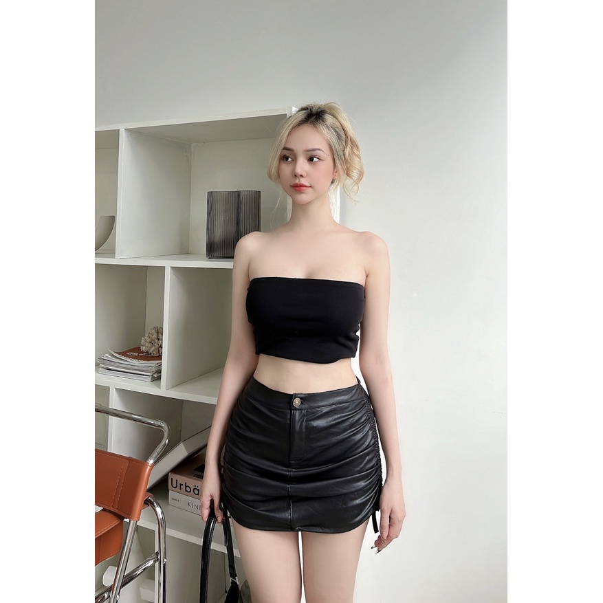 Chân váy da, dây rút 2 bên có quần trong chống lộ, chân váy ngắn cá tính,sexy siêu xinh, hình anh video thật