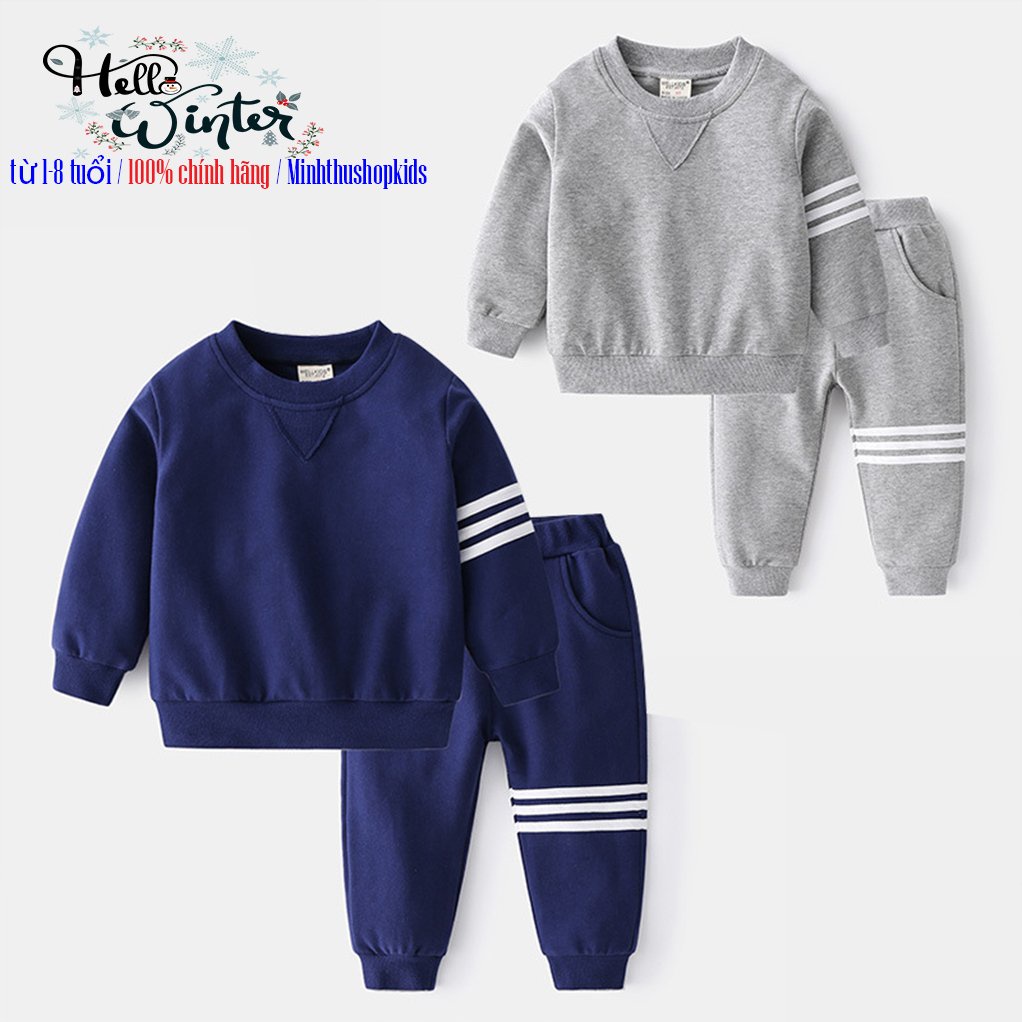 Bộ thể thao cho bé WELLKIDS bộ len dài tay hàng xuất Âu Mỹ