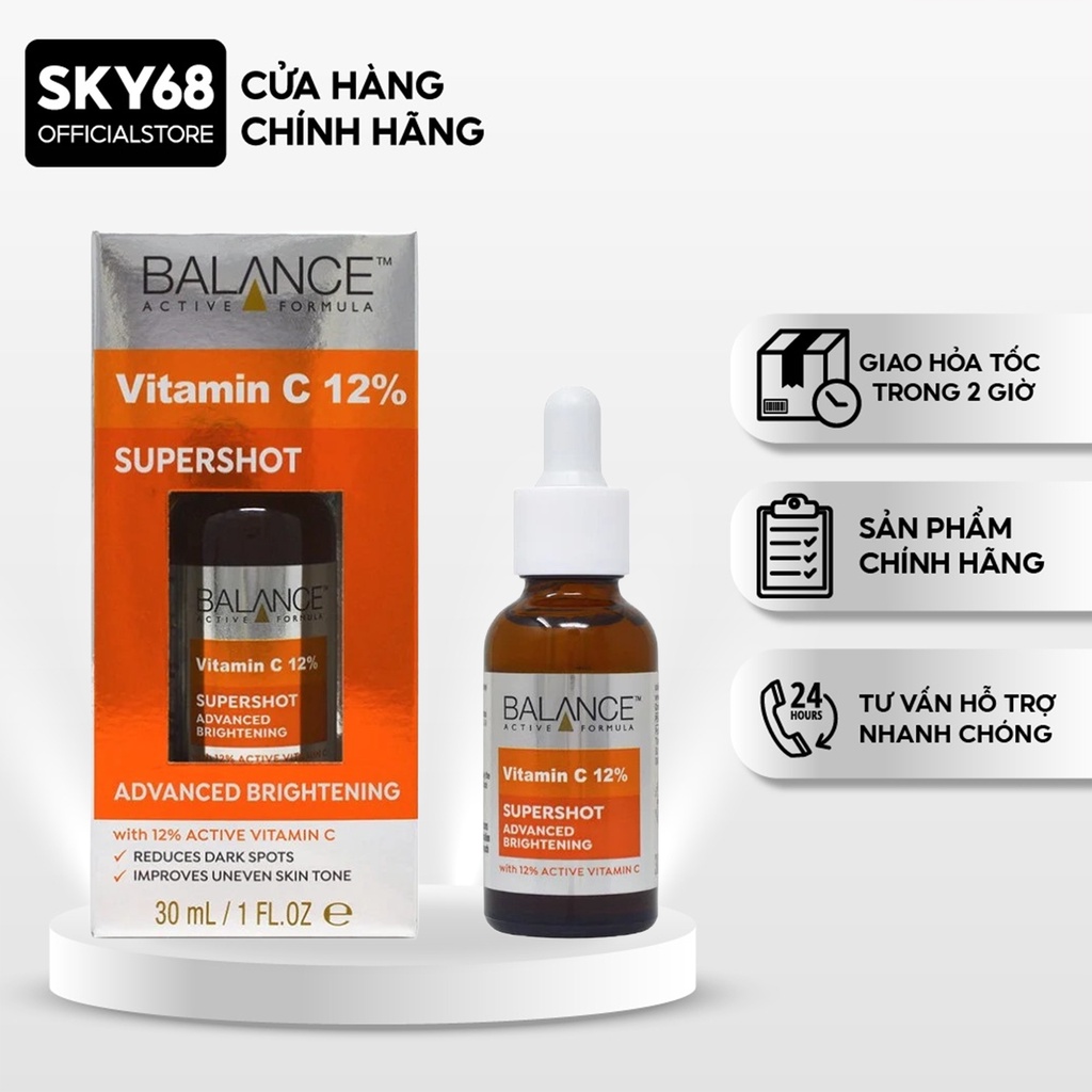 Serum Sáng Da Mờ Thâm Balance Active Formula Vitamin C 12% Supershot Advanced Brightening Serum 30ml