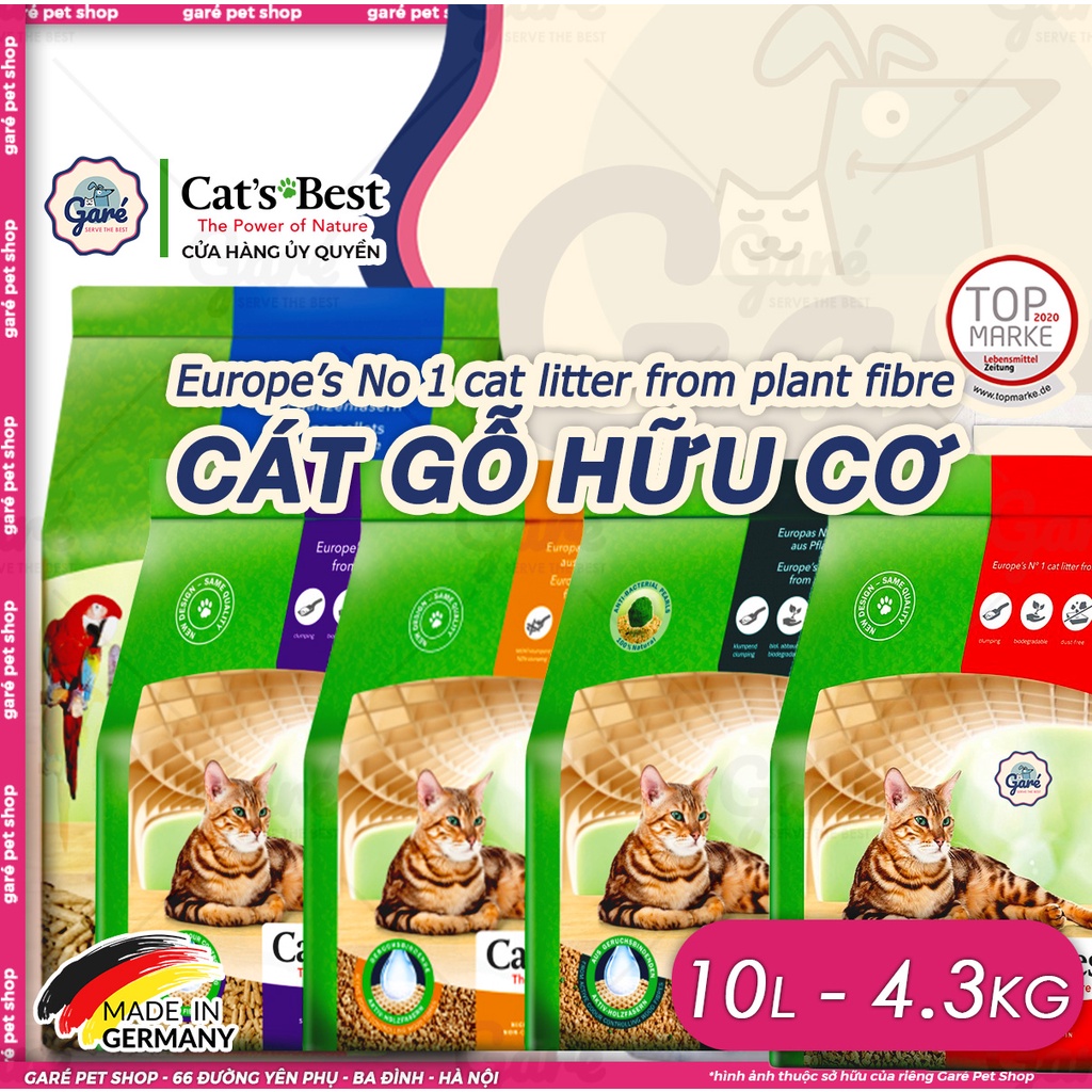 10L - Cát gỗ hữu cơ Cat's Best dành cho Mèo đủ phân loại hàng nhập Đức