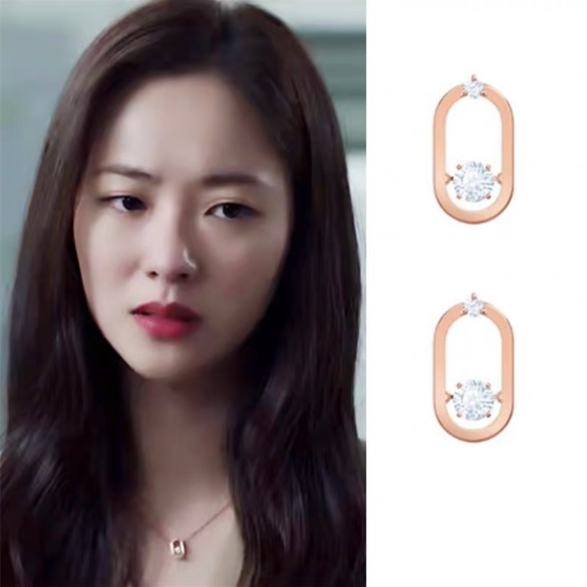 Bông Tai Pha Lê Hình Bầu Dục Nhịp Tim Dễ Thương Thời Trang Mùa Hè Cho Nữ