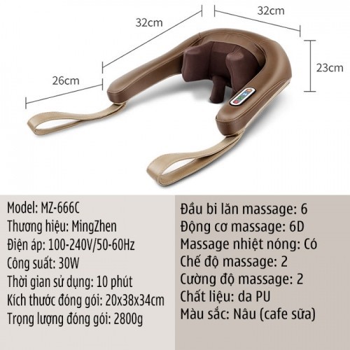 Máy massage xoa bóp ấn huyệt trị liệu đau mỏi cổ vai gáy MingZhen MZ-666C