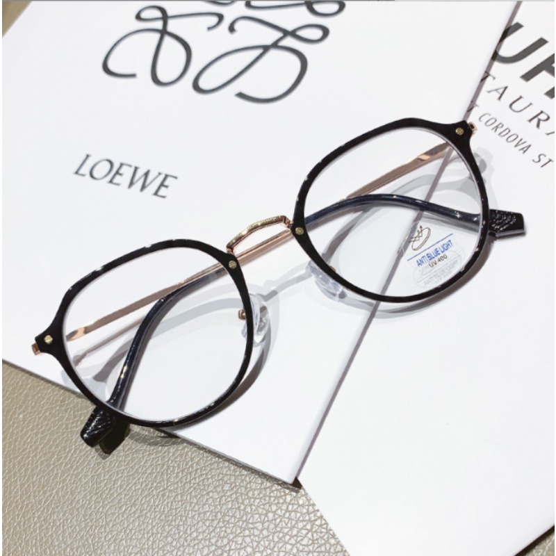 (KIQI-FASHION) COD Mắt Kính Gọng Tròn Bằng Kim Loại Chống Ánh Sáng Xanh Chống Bức Xạ Thời Trang Chất Lượng Cao Cho Nữ